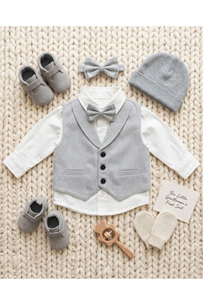 Pugi Baby Baby Boy Mevlüt&Special Day Set - Vest Set - Gray