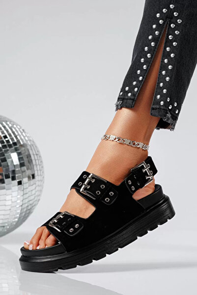 Zaira Γυναικεία μαύρα σανδάλια πλατφόρμας από οικολογικό δέρμα σουέτ Amara # ...