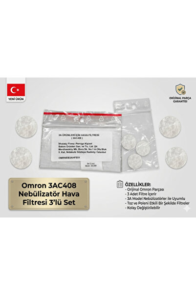 Omron C101, C102 ,Duobayb için hava filtreleri 3 adet