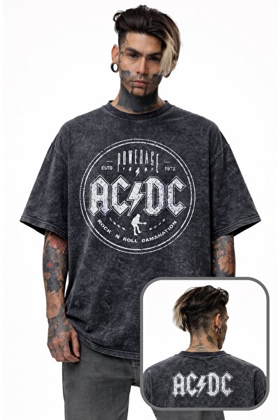 Fuddy Moda Unisex Oversize Rock Band Ac-Dc Powerage Back Printed Washable Ret...