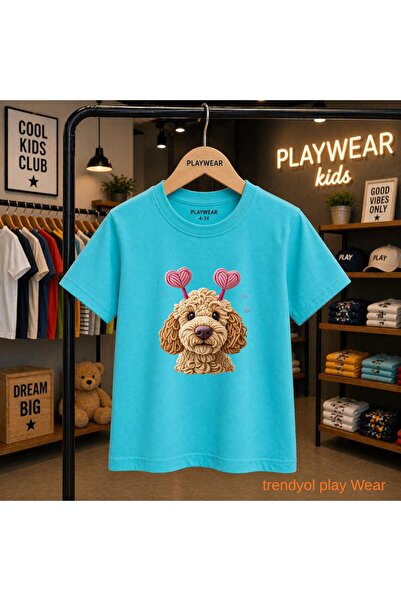 playwear Πλεκτό μπλουζάκι με σχέδιο κεραίας και στάμπα Doge, 100% παιδικό uni...