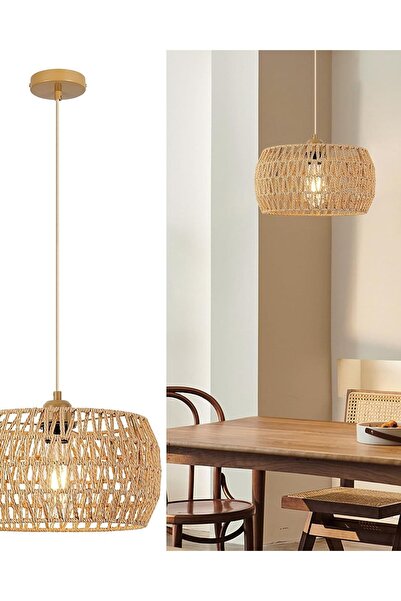 Dotail FORCOSO Κρεμαστό Φωτιστικό, Αμπαζούρ από Ρατάν, Σκανδιναβικό Μποέμ Στυ...