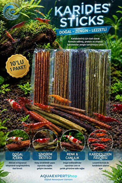 Aqua Expert Karides Sticks | Karides Yemi | 10’lu Paket | Doğal Besleyici Çub...