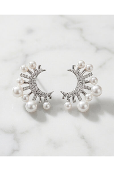 XUPING JEWELRY Stylish Earrings with Moon and Pearl Details