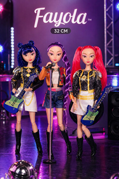 Fayola ™ 3 Μουσικές Κούκλες Kpop Demon Hunters – Μαύρα/Άσπρα/Έγχρωμα Ρούχα