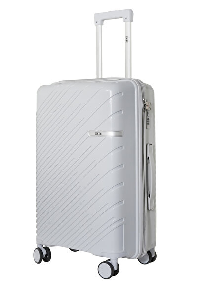 KTMC Polypropylene Luggage 20 inch Carry-On Suitcases, H-8882 Light Grey