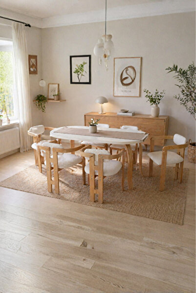 weltwood 6 Kişilik Kelebek Masa ve 6 İskandinav Sandalye seti | %100 MDF | %1...