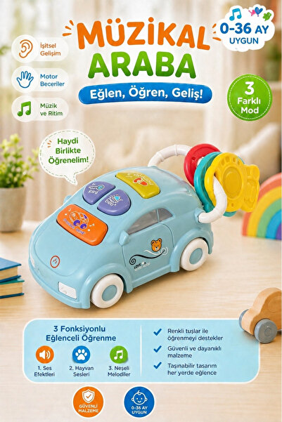Toyaş Sesli Işıklı Müzikal Oyuncak Eğitici Bebek Oyuncağı 0-36 Ay 3 Mod