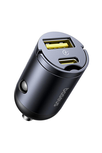 Baseus Зарядно за кола Tiny Star Mini (C00035001121-02) - USB, Type-C, 30W, с...