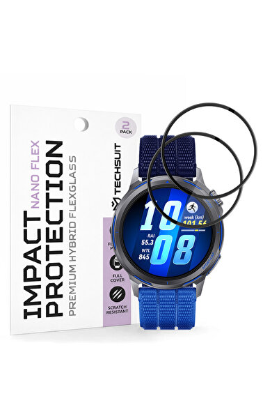 Techsuit Nano Flex (pachet de 2) - Huawei Watch GT Runner 2 - Negru, acoperir...