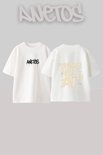 Anetos Ai Quote Design Βαμβακερό λευκό μπλουζάκι με στάμπα στην πλάτη