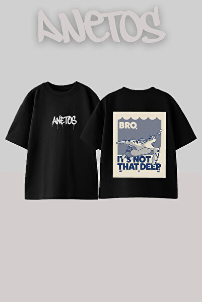 Anetos Μπλουζάκι με σχέδιο θαλάσσιας χελώνας, με στάμπα στην πλάτη, από βαμβά...