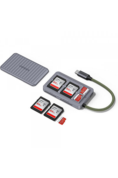 Ugreen Cititor Card USB-C cu Organizator 55886, 2 x SD - microSD, Gri
