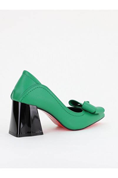 Nicoletta Pantofi Damă cu Toc din Piele Ecologică cu fundiță verde mat (BS2000D2401590)