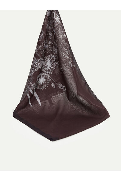 LC Waikiki Lcw Modest Brown Voile Patterned Women's Shawl with Nevavm Difference