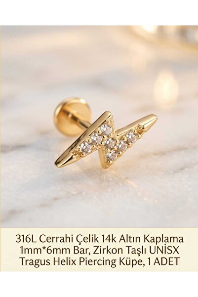 Lunexa 316L Cerrahi Çelik Altın Kaplama Kararmaz Alerji Yapmaz Zirkon Taş Fig...
