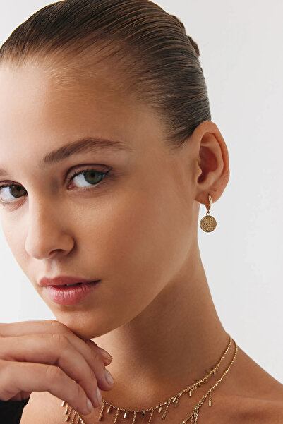 Goldium Jewellery Goldium Vintage Başak Damga Küpe