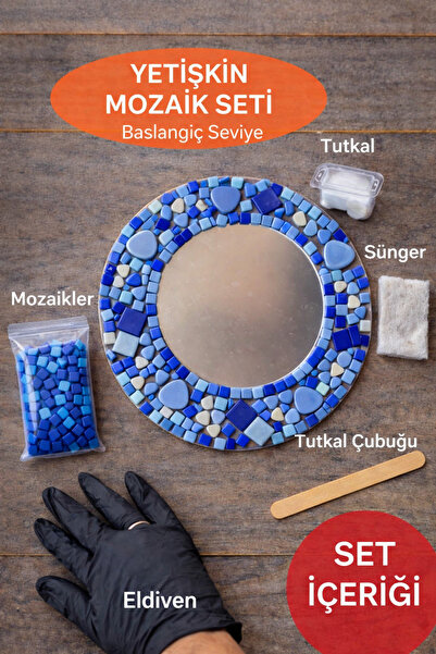 Karsan Mozaik 30x20cm Yuvarlak Pleksi Aynalı Yetişkin Mozaik Set (Başlangıç S...