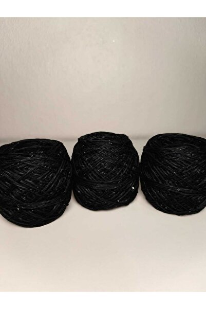 kartopya Siyah Renkli Küçük Pullu Koton İp 300gr(3x100 Gr)