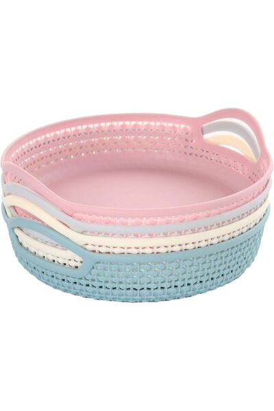 YONOVO Round Plastic Basket 4 Piece Multicolour |Storage & Organization|Conta...