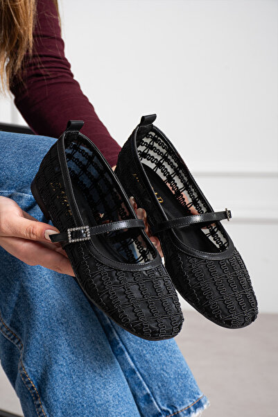 dabab shoes RIVENA Γυναικεία μαύρα τούλινα παπούτσια με κέντημα, τετράγωνη μύ...