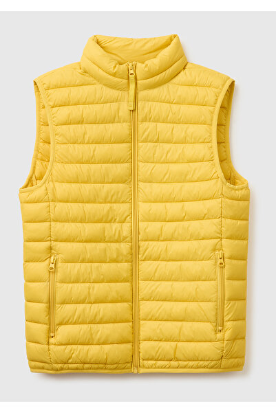 United Colors of Benetton Men's Yellow Polyester Padded Regular Fit Vest