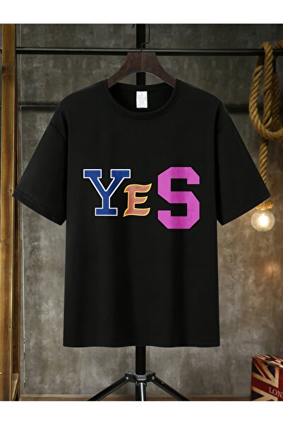 yiou trendy clothing تي شيرت رجالي ملون بطباعة "نعم"