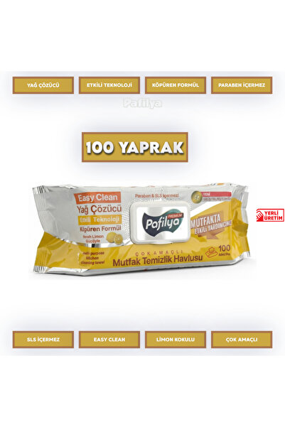 Pafilya Premium Easy Clean Mutfak Temizlik Havlusu 100 Yaprak Ferah Limon Gücü