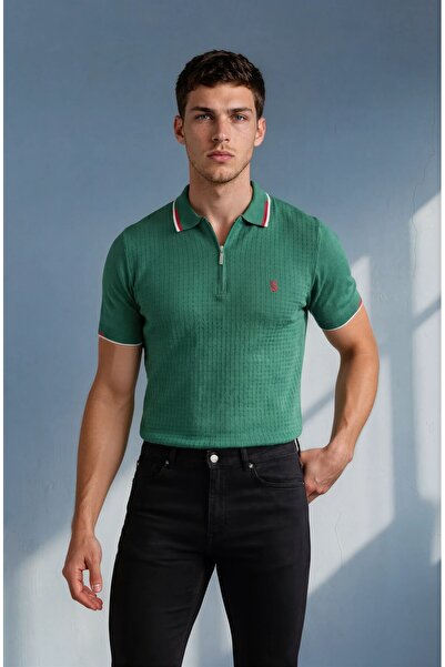 Sea Style Tricou tricotat cu guler polo și fermoar