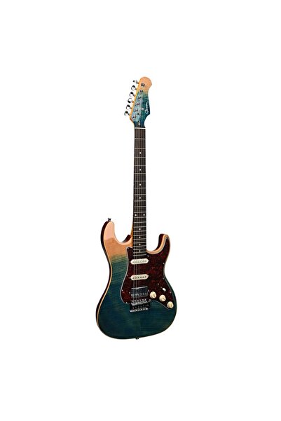 guson SuperStrat HSS Elektro Gitar Quilted Blue Burst