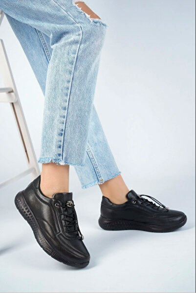 Cozi company Genuine Leather Orthopedic Women's Black Sneaker Shoes