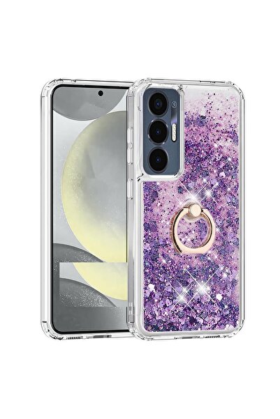 Pilanix Tecno Pova 3 Kılıf Yüzüklü Standlı İçi Sulu Hareketli Milce Kapak