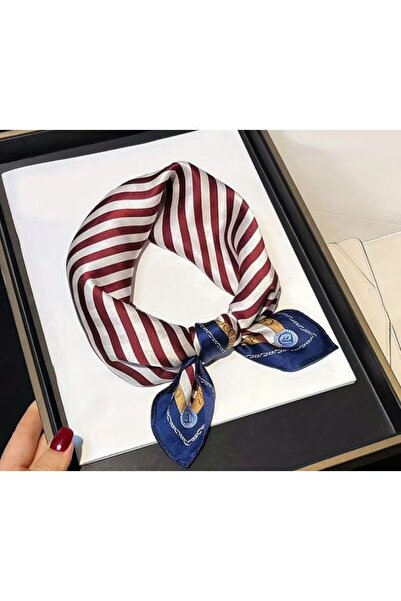 Dgt Luxury Red and Blue Striped, Sailor Themed, Pure Silk, Square Scarf 53Cmx...
