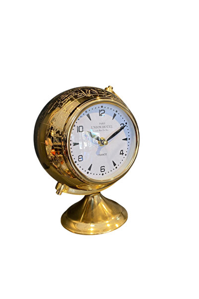 mysecrethome Gold Dünya Haritalı Masa Saati 22x15 cm | İçinde Saat Detaylı Mo...