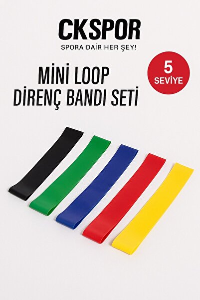 Empressco 5'li Renkli Direnç Bandı Egzersiz Seti, Mini Loop Lastik, Fitness A...