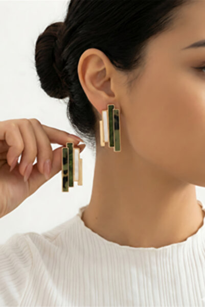 Nazellaa Geometric Bar Stone Earrings
