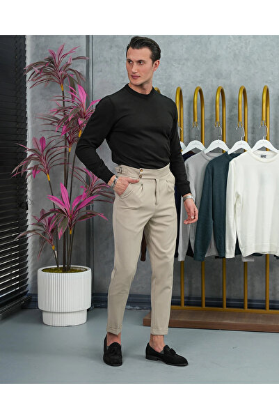 MODEFENDİ Pulover din tricotaje cu gât rotund, slim fit, din bumbac și lycra