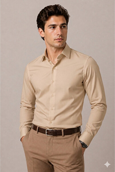 cathe cat Men's Slim Fit Shirt Long Sleeve Classic Stylish Office Casual Cott...