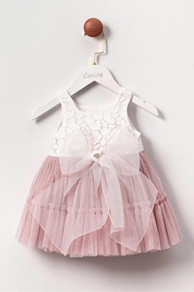 Butik KIZ BEBEK PAMUKLU TÜTÜLÜ FİYONK DETAYLI ELBİSE ÖZEL GÜN ELBİSE - DOĞUMG...