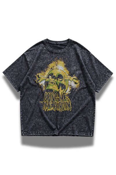 Fuddy Moda Tricou unisex Bring Me The Horizon cu imprimeu craniu, lavabil, tr...