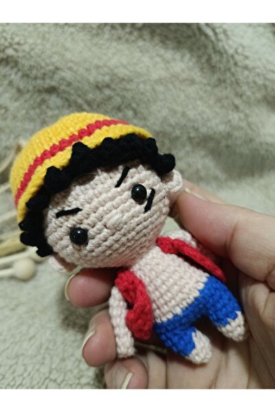 ev atölyem amigurumi one piece monkey d. luffy anahtarlık