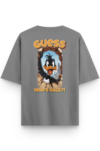 Overoz Women's / Men's Semi Oversize T-Shirt Duck Back Printed Gray T-Shirt 1393