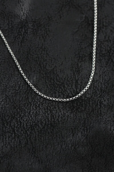 Berren Stylish 316L Steel Silver Color Thin Venetian Chain Model Men's Neckla...
