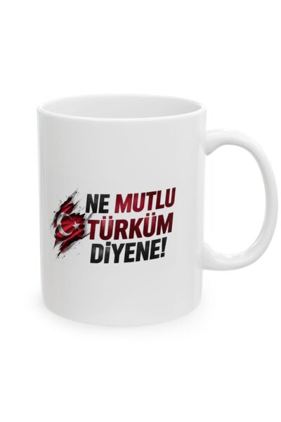 Mio Life Porcelain Mug with Turkish Flag Written in Turkish and the Words "Ne...