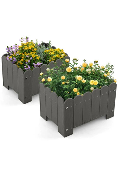 COSTWAY Ghivece de grădină Durabile din HDPE 45x32x30 cm Gri GT4116GR-2