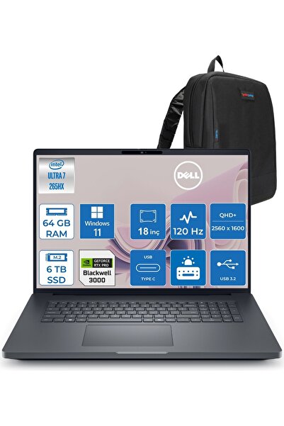 Dell Pro Max 18 Plus Intel Core Ultra 7 265HX 64GB Ddr5 6tb SSD Rtx Pro 3000 ...