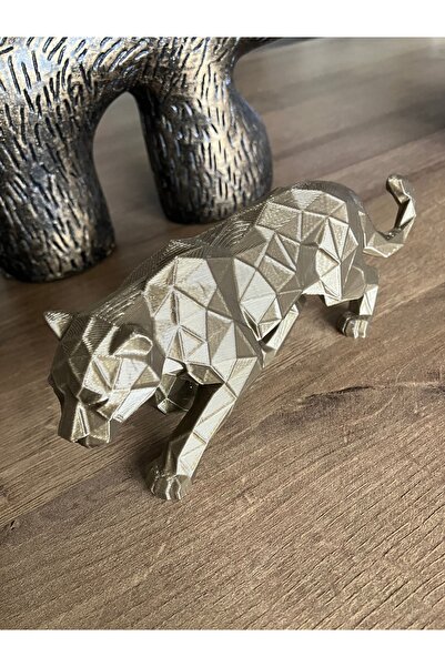 Bumya3duretim 17 cm uzunluğunda BRONZ GOLD Leopar Büstü