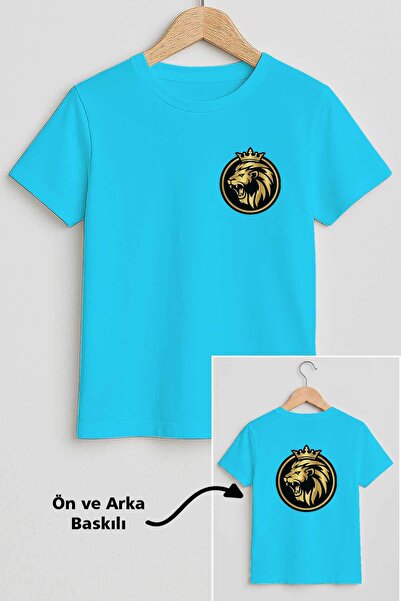 Yazlık Erkek Çocuk Penye Gold Altın Aslan Sarı Taraftar Sporcu Futbol Tişört