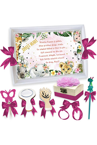 LoreBebe Set Tava Taiere Mot Fete, Tavita Alba, 7 Piese, Model Sweet Heart, 3...