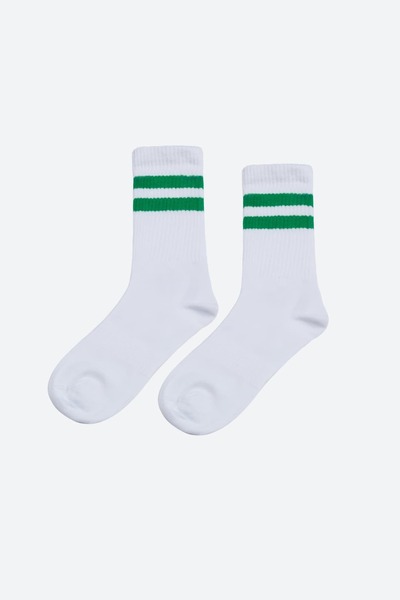 REAL DREAM Green Striped Sports Knitted Socks